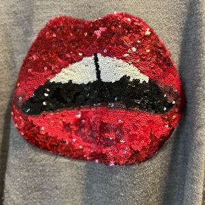 Markus Lupfer sequin lip embellished wool high low sweater. Size Small